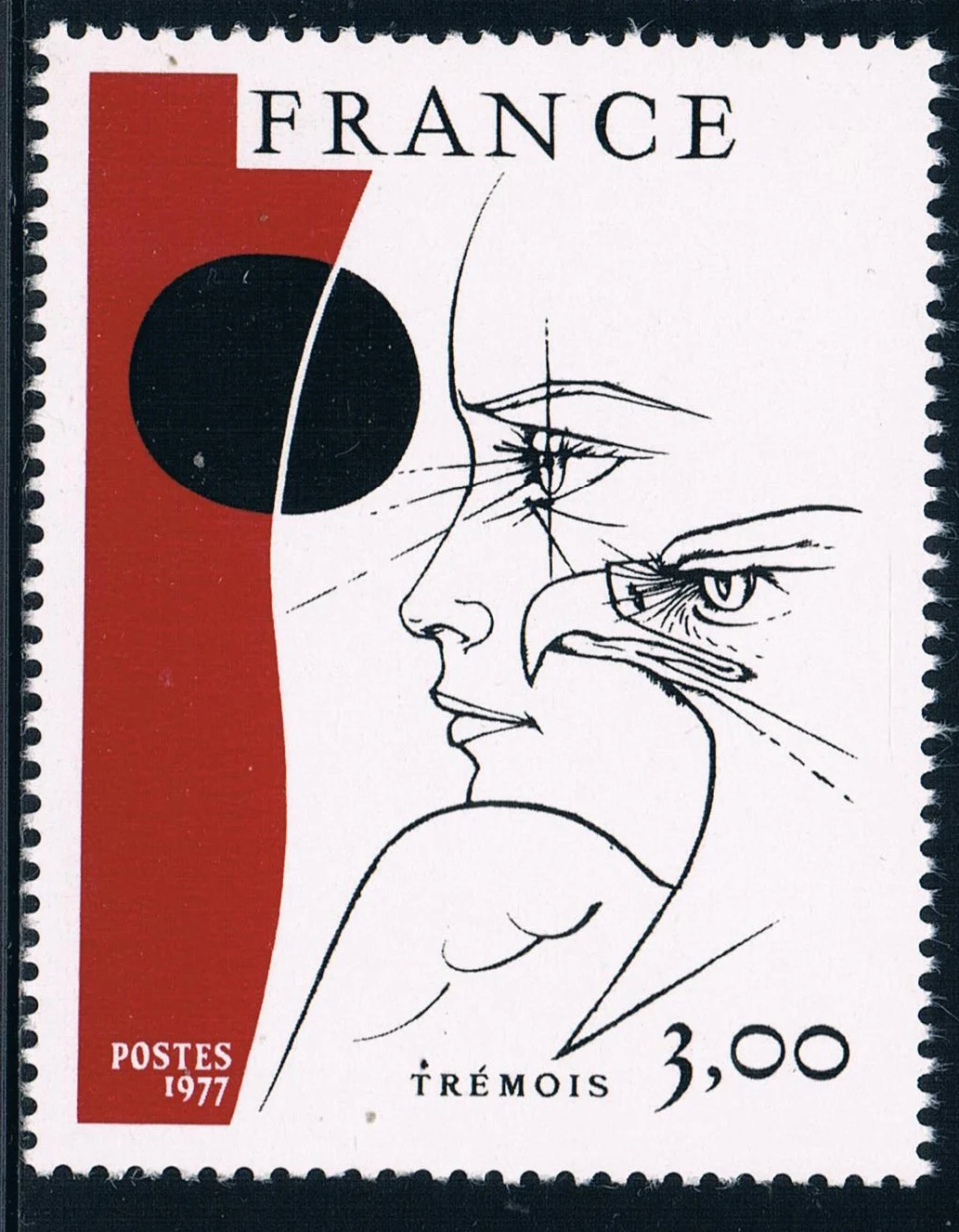 FR3055 Французский штамп 1977 арт серия Tremwa живопись голова человека и Орла 1 шт. Новые