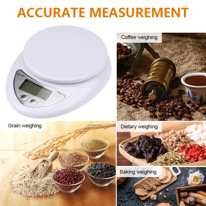 

Portable 5kg Digital Scale LCD Electronic Scales Steelyard Kitchen Scales Postal Food Balance Measuring Weight Libra