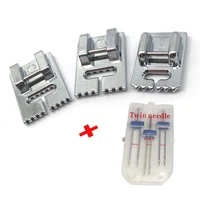 hot 3 pcs double twin needles pins 3 size mixed 2 090 3 090 4 090 with 3pcs groove pintuck presser foot sewing machine acce
