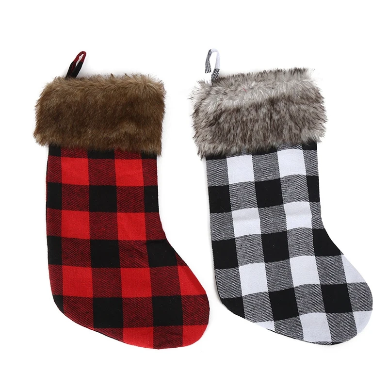 

Christmas Stockings - 2 Pack Plaid Classic Large Christmas Stockings for Family Christmas Holiday Party Decorations