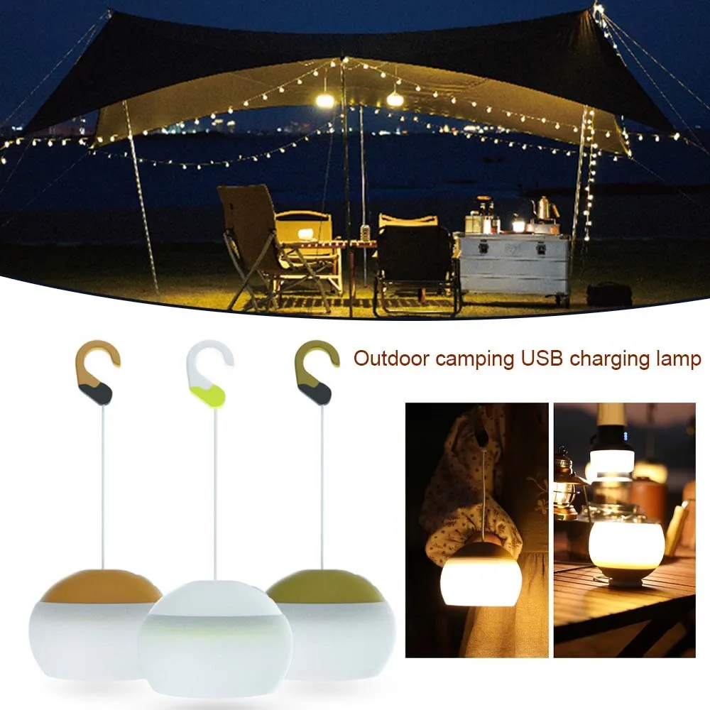 

Portable LED Camping Lamp USB Charging Outdoor Emergency Light Multifunction Three Brightness Hook Home Party Atmosphere Lamp