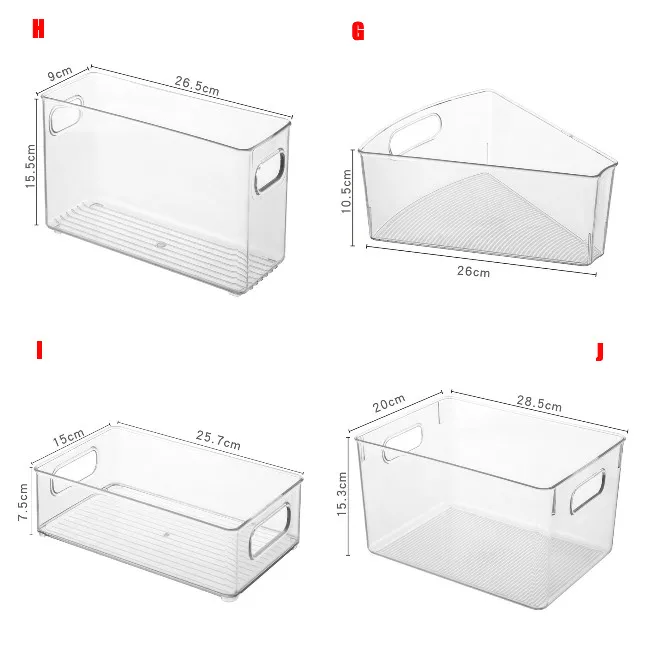 

Refrigerator Organizer Bins Stackable Fridge Organizers Storage Box with Cutout Handles for Freezer Cabinets HK3