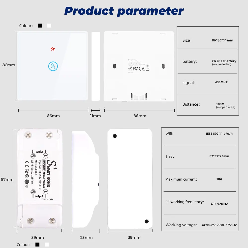 SMATRUL Tuya Smart Life APP Wi-Fi реле 1/2/3 Gang Беспроводной переключатель светильник RF 433Mhz 220V DIY