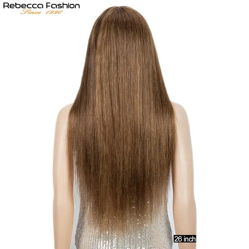 Длинные прямые волосы челки блонд коричневые человеческие парики для женщин