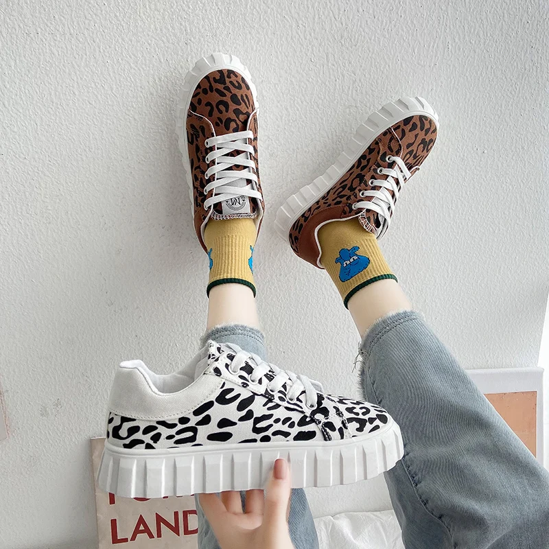 

Espadrille Shoes Mixed Colors 2021 Fashion Women's All-Match Round Toe Casual Female Sneakers Cross Summer New Modis Leopard Fab