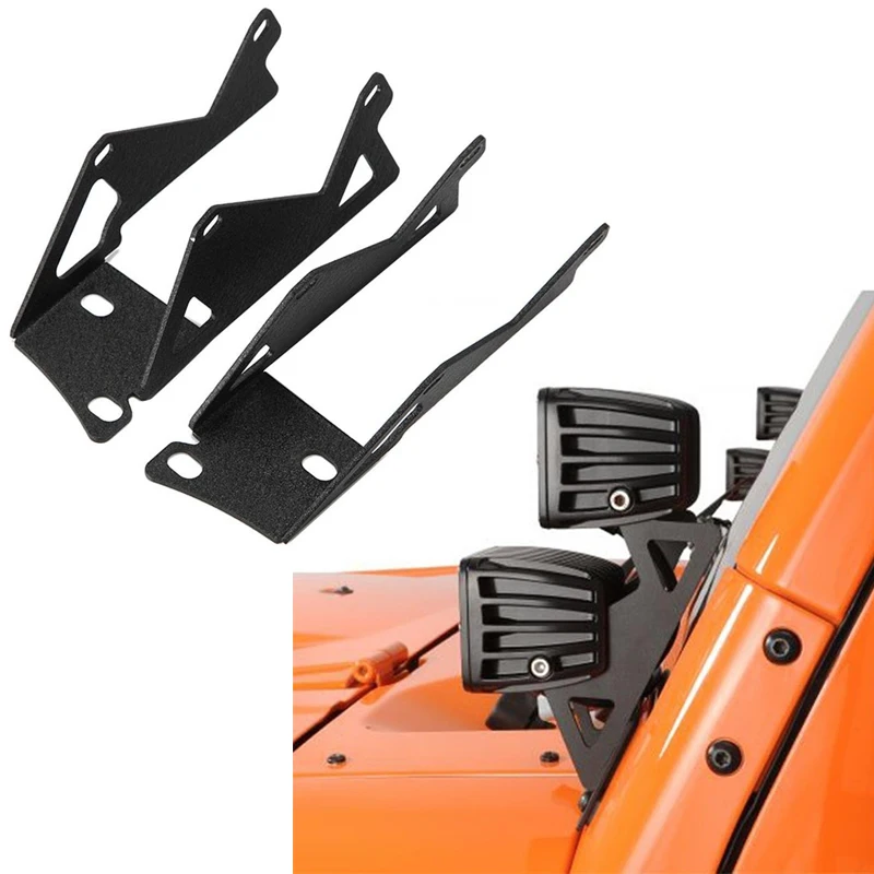 1Pair Car Dual Lower Windshield LED Light Mounts Brackets Kit for Cube 07-16 Jeep JK Wrangler | Автомобили и мотоциклы