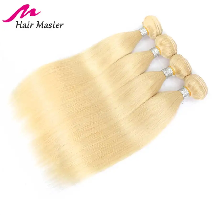 Hair Master Malaysian 613 Straight Hair Weaving 3 Platinum Bundles Remy Human Hair Honey Blonde Hair Extensions