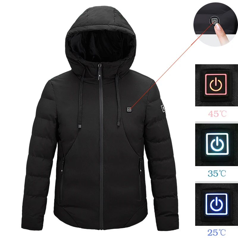 Мужская куртка с USB подогревом 2019 брендовая повседневная мужская и пальто