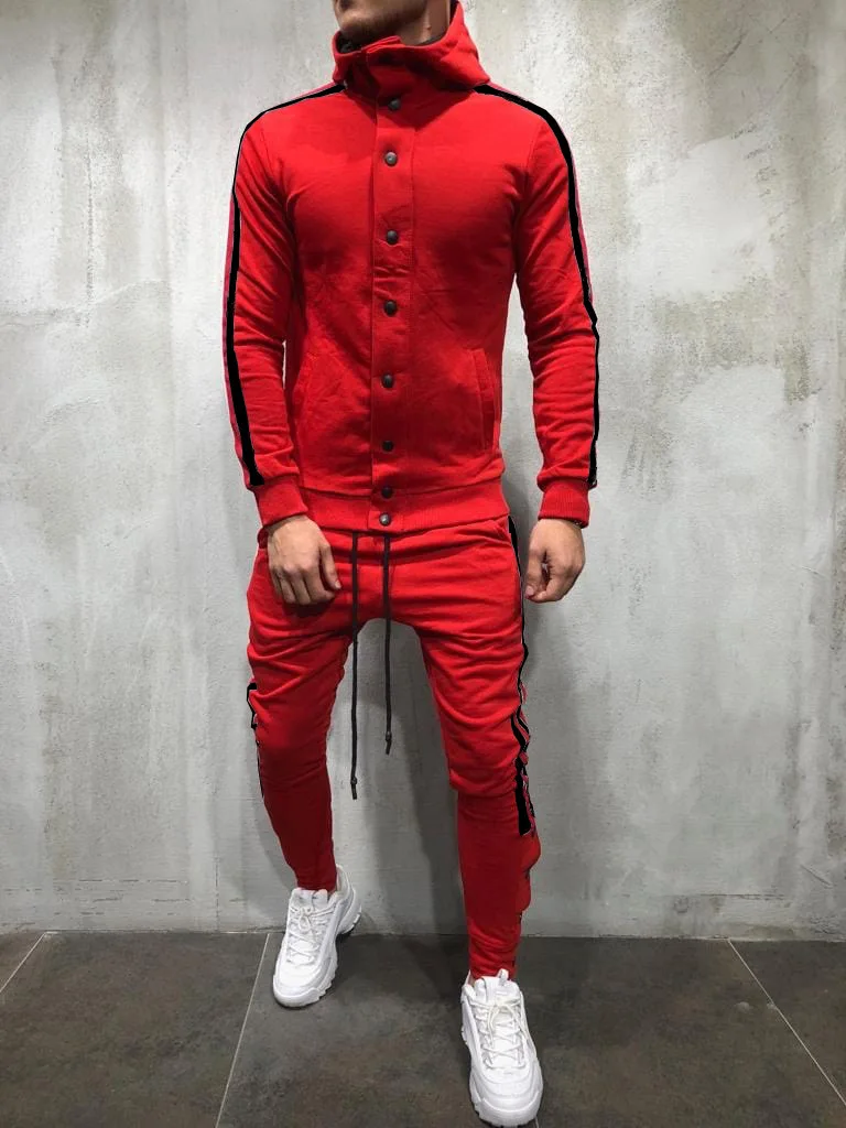 Повседневный костюм, AliExpress, популярный стиль, с капюшоном, на пуговицах, кардиган, мужская спортивная мода, хип-хоп, коллаж, мужской футбольный костюм