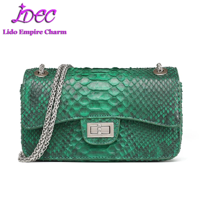 

Vietnam Python leather 2021 new women's bag leather chain one shoulder cross-body bag fashion versatile makeup party small squar