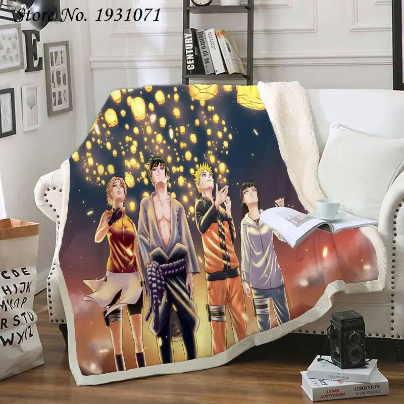 Флисовое одеяло удзумаки с 3D рисунком из аниме Наруто для кровати плотное