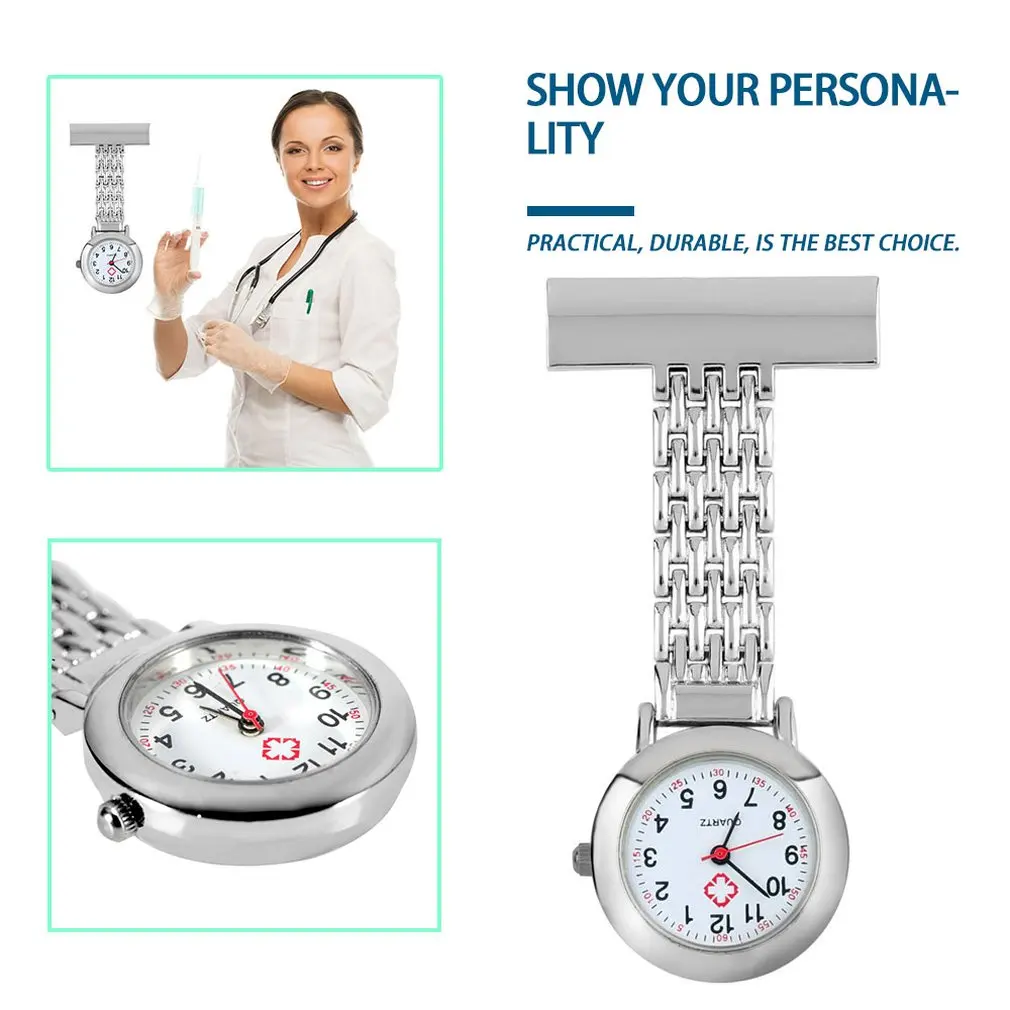 Карманные часы Медсестры из нержавеющей стали с арабскими цифрами кварцевая