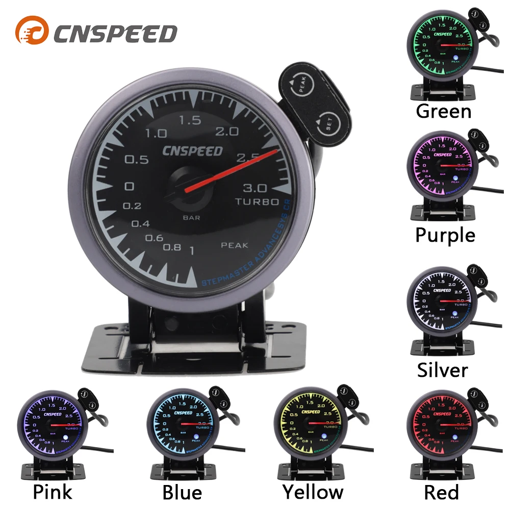 CNSPEED 60 мм 7 цвесветодиодный 12 в 0 ~ 3 бар турбо датчик измеритель под автомобильный