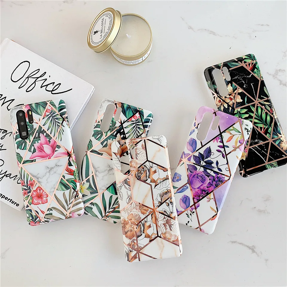 

Electroplate thin IMD flower funda coque for Huawei P30 pro case P20 lite Mate 20 lite mate 30 pro case NOVA 4E 3E cover