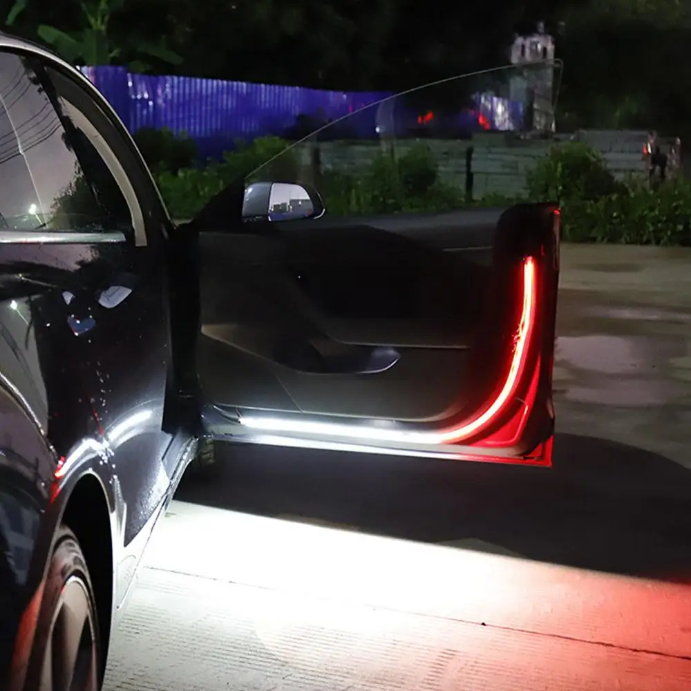 

Car Door LED Warning Light Strip 1.2M Anti Rear-end Collision Safety Lamp Dual Color Flowing Flashing Lantern Auto Accessories