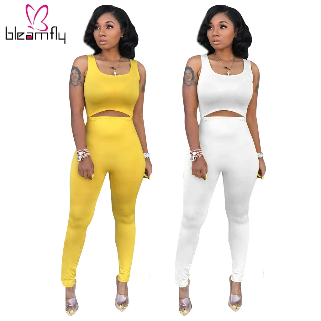 Летний женский однотонный узкий Облегающий комбинезон без рукавов с вырезами на