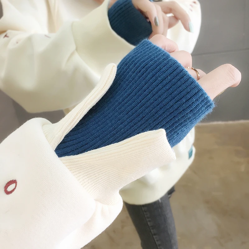 

Korean Style Women Autumn Clothes Sweatshirt Oversized Harajuku Streetwear Tops Casual Long Sleeve Fake Two Piece Set Pullovers