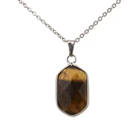 fashiongeometry tigers eye stone pendant necklace for women silver color jewelry