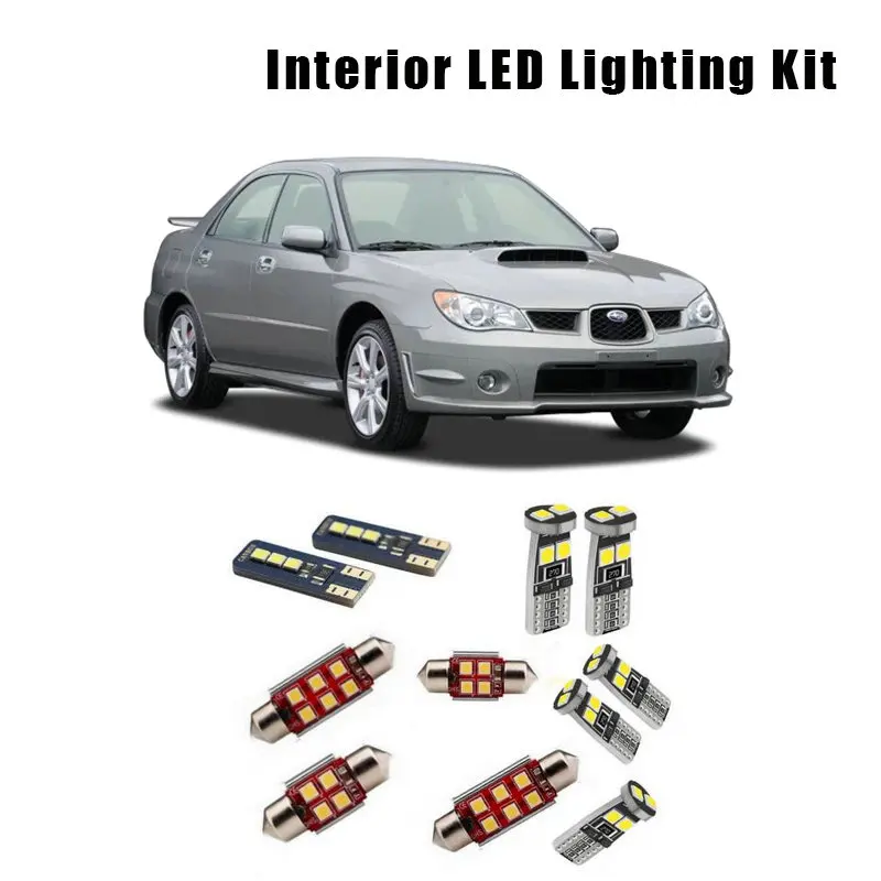 

For 2002-2005 2006 2007 Subaru Impreza 8pcs White Car LED Bulbs Interior Map Dome Light Kit Trunk Cargo License Plate Lamp