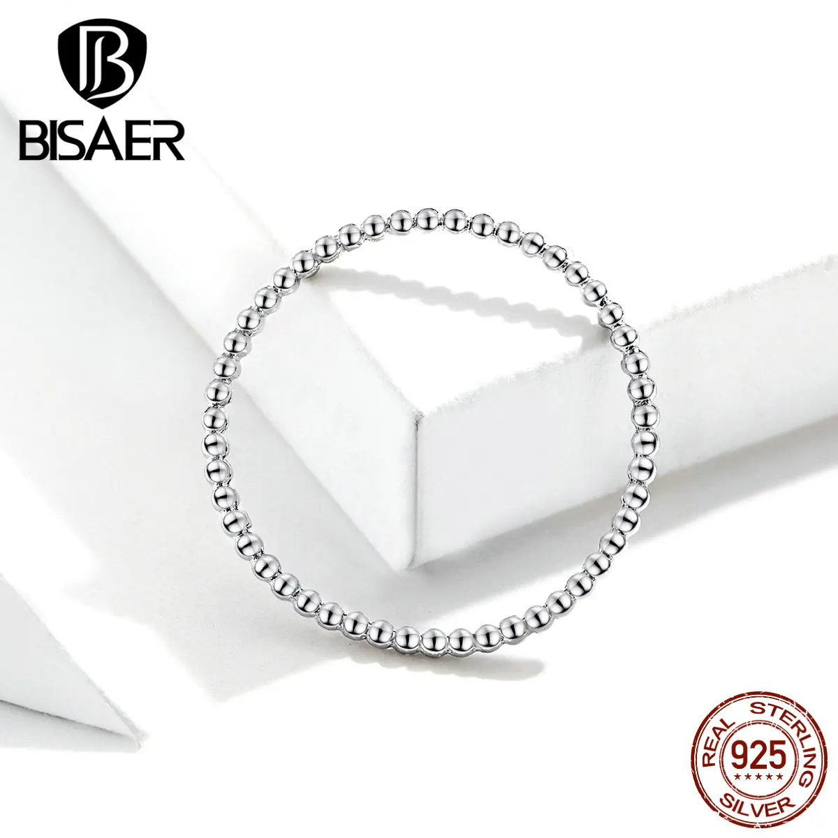 Женские кольца BISAER,, 925 пробы, серебро, составной круглый, простые кольца на палец, женские, Круглые, Anel, серебряные ювелирные изделия ECR574