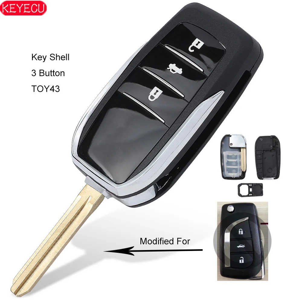Обновленный Чехол книжка KEYECU для Toyota Alvon Camry Corolla RAV4 Venza Yaris|Ключ от авто| |