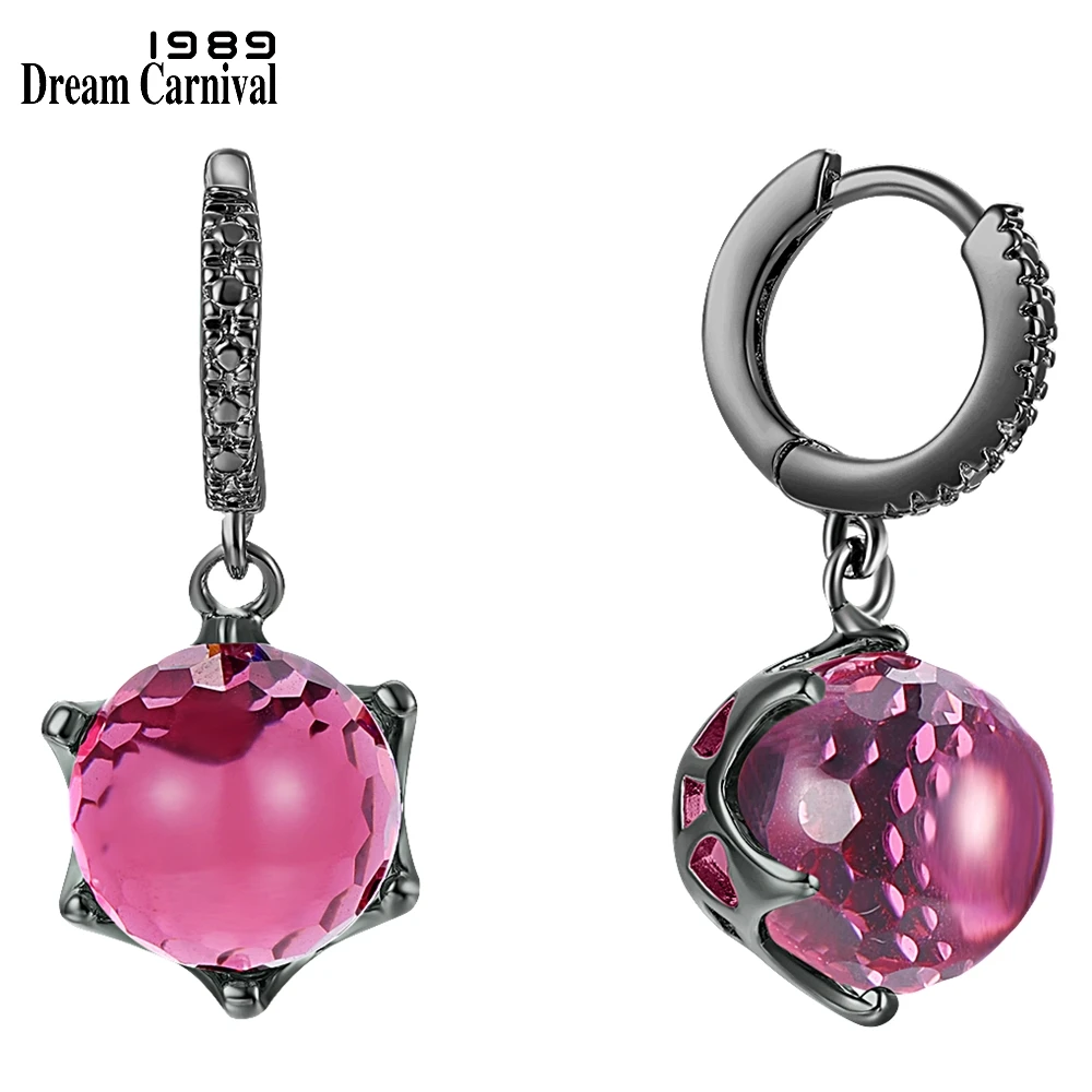 

DreamCarnival1989 Hot Selling Special Cut Fuchsia Cubic Zirconia Earrings for Woman Cherry Look Elegant Girl Jewelry WE3819FU