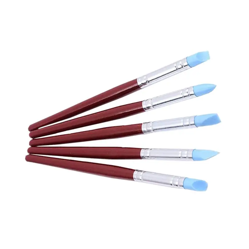 

5pcs DIY Clay Tools Nail Art Pen Brushes Soft Silicone Nail Art Craft Pottery Clay Pen Modelling Shaper Nail Art