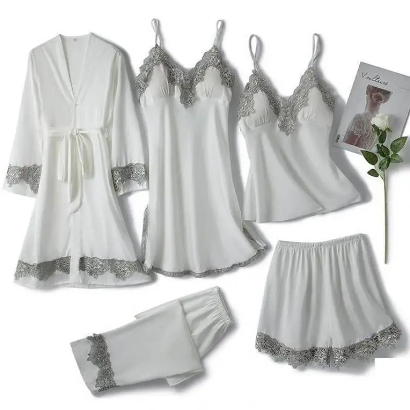 Satin Sexy Bride Bridesmaid Wedding Robe Set Sleep Suit Nightwear Intimate Lingerie Lace Summer New Homewear Sleepwear