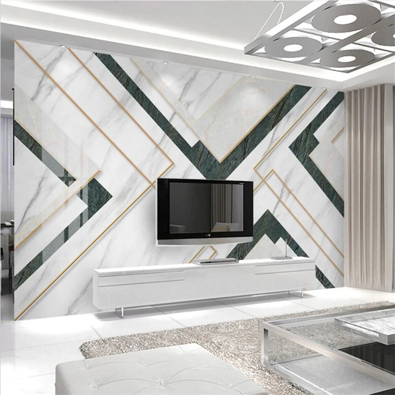 

Custom 3d mural jazz white marble wallpaper light luxury geometric relief lines TV sofa background wall decoration painting обои