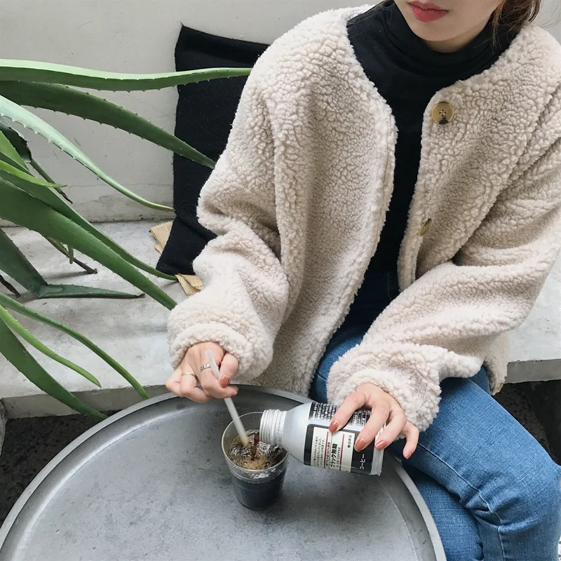 

Women Lamb Wool Faux Fur Coat Autumn Winter Warm Soft Zipper Long Sleeve Jacket Overcoat Casual Outerwear Casual Fashion Solid