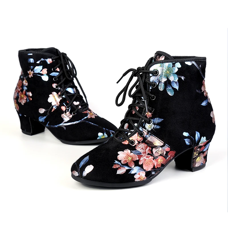 SWDZM Women Modern Latin Dance Shoes Ladies Tango Ballroom Shoes Dance Sneaker Oxford Cloth Suede Sole Practice Shoes 3.5/5cm