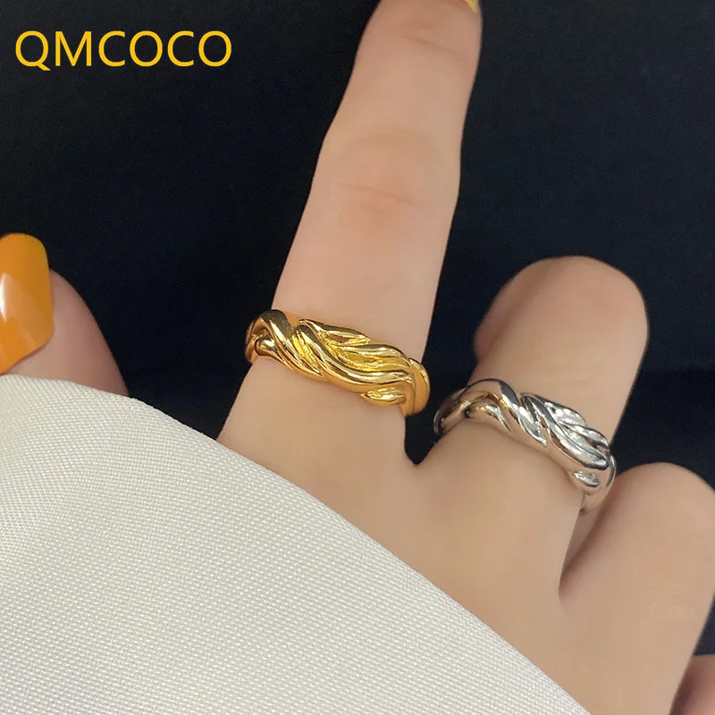 

QMCOCO индивидуальное неправильное геометрическое волнистое кольцо модное простое открытое регулируемое кольцо на указательный палец женск...