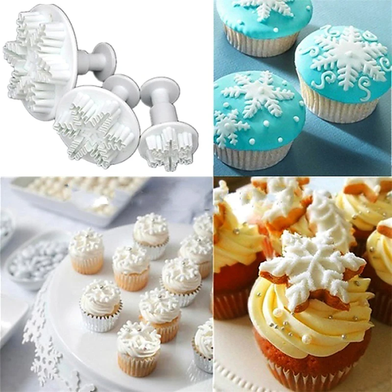 2020 Top Fashion Sale Mold Bakeware Pastry Tools 3x Snowflake Snow Cake Fondant Cutter Plunger Decor K1403 | Дом и сад