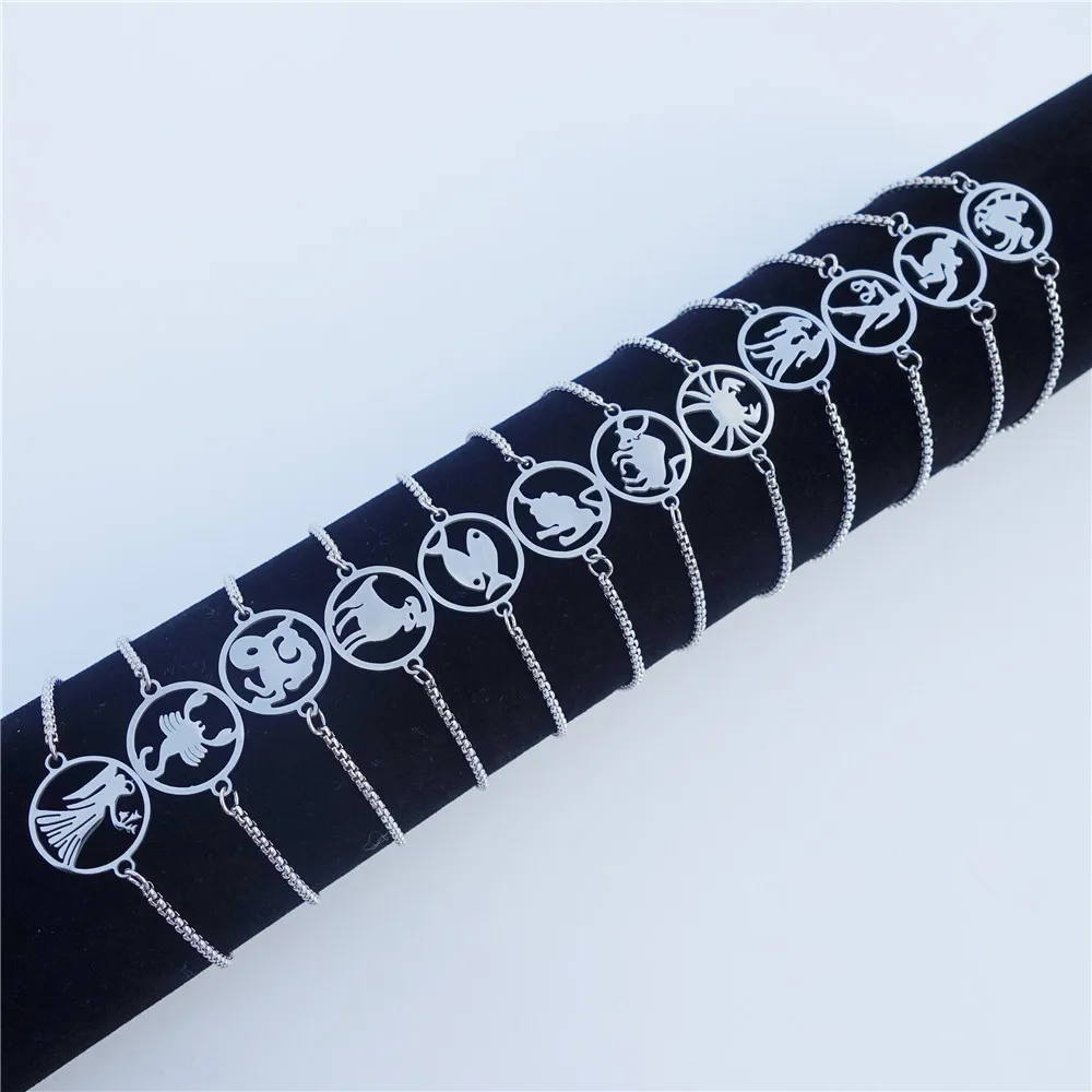 Созвездия зодиака 12 браслет гороскоп Дева Лев Рак Gemini Овен весы из нержавеющей