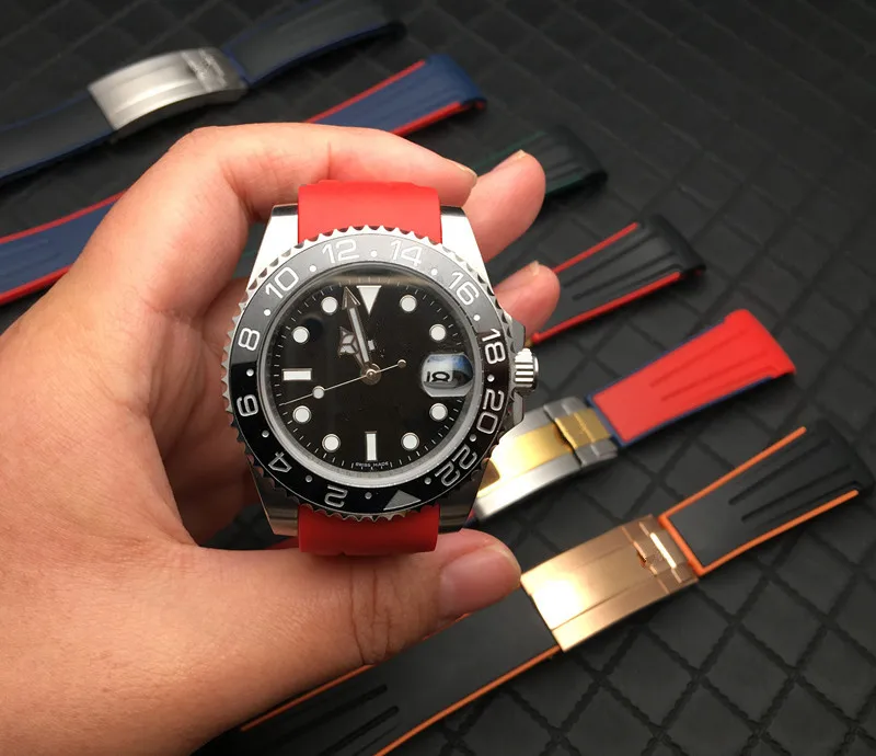 Ремешок силиконовый для часов Daytona Submariner GMT explorer 2 20 мм мягкий браслет
