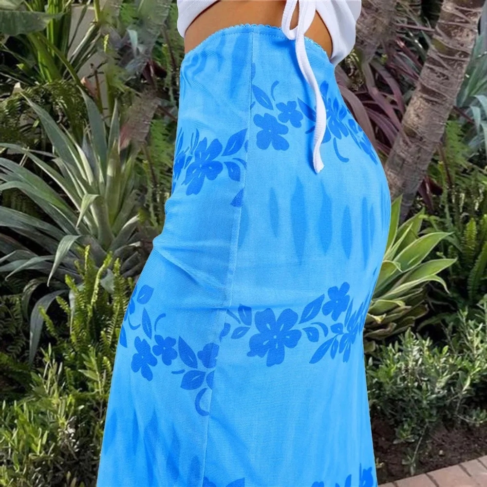 

Summer high-waist Y2K long skirt women's tie-dye printed bohemian beach casual skirt sexy mid-calf summer dress female new 2021