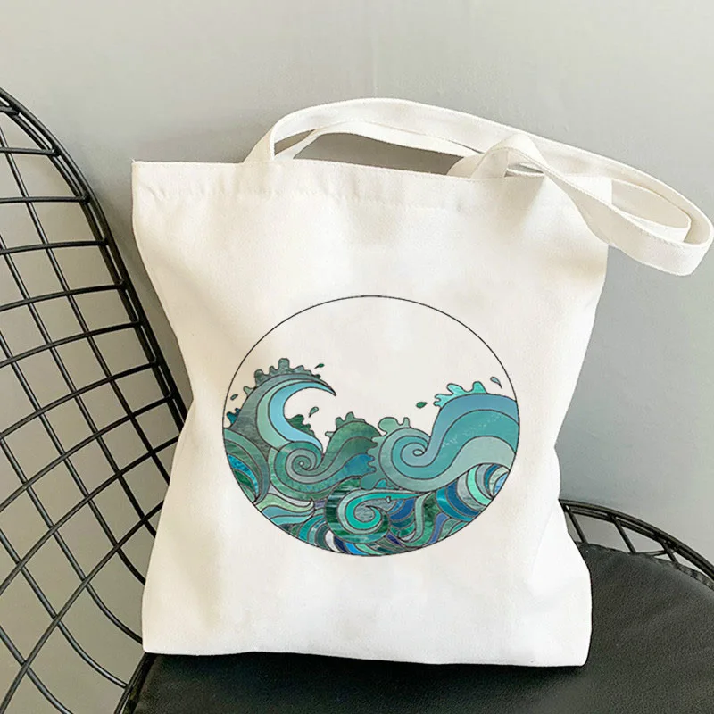 

Ukiyoe Customizable Shopping Bag Bags With Handle Recycling Designer Handbags Tote Anime Travel Canvas Shopper Reusable Folding