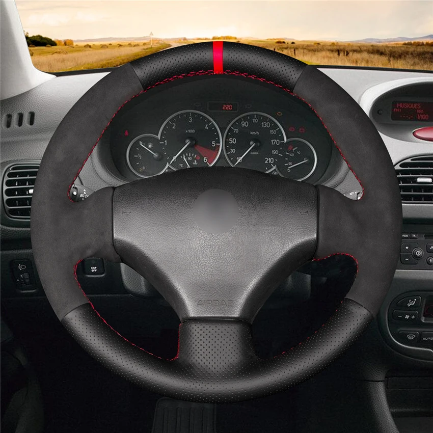 MEWANT черный кожаный замшевый автомобильный чехол на руль для Peugeot 206 2003 CC 2005