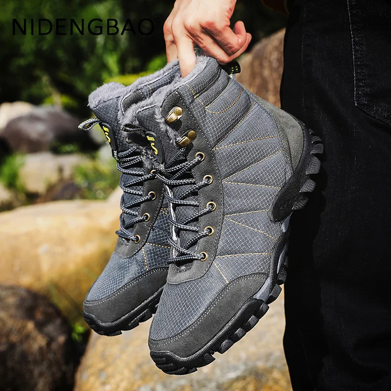 Brand New Men Sneakers Winter Warm Plush Women Ankle Boots Waterproof Unisex Outdoor Trekking Walking Hiking Sports Shoes