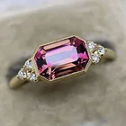 2022 роскошное кольцо на палец в стиле ретро с розовым кристаллом для женщин обручальное кольцо с геометрическим рисунком ювелирные изделия для свадебной вечеринки аксессуары для девушек