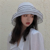 elegant womens summer hat dome sun protection cap female pleated lace wide brim hat sun hats sun visor beach hat lace straw hat