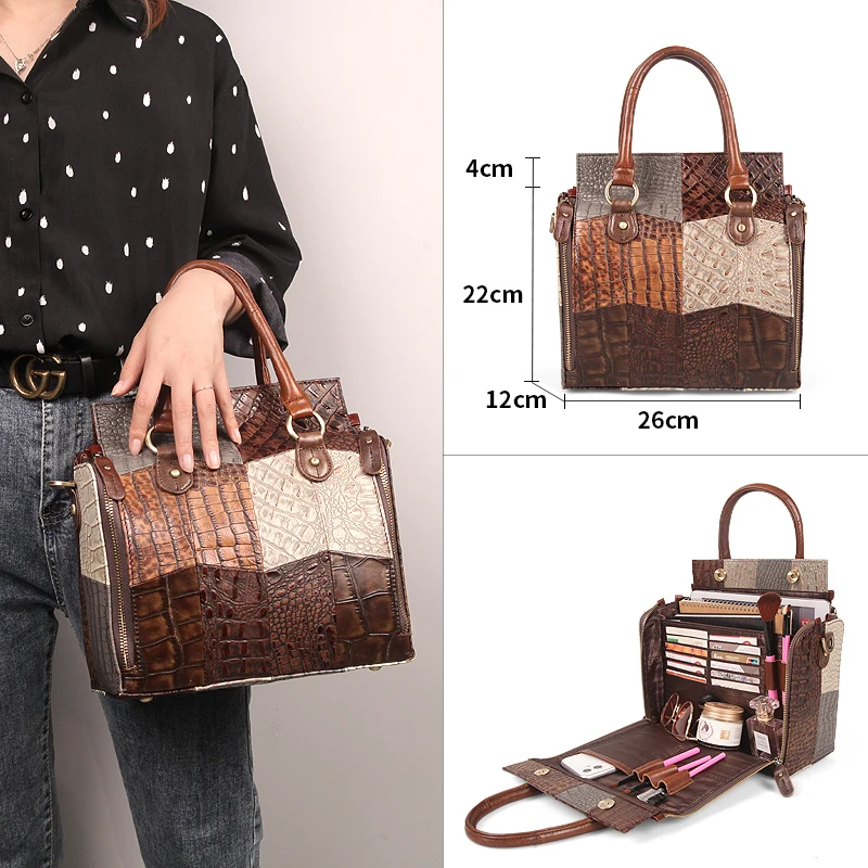 genuine leather woman bag brand shopping totes vintage cowhide shoulder crossbody top handle bags for office ladies new free global shipping