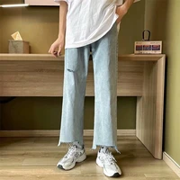 tide brand loose jeans mens korean version of the trend of ins casual straight leg pants summer thin student nine point pants