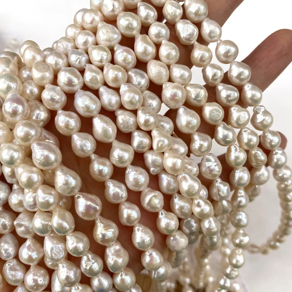 Abalorios de perlas de agua dulce de alta calidad, perlas barrocas naturales para la fabricación de joyas, collar, pulsera, accesorios, 8-9mm