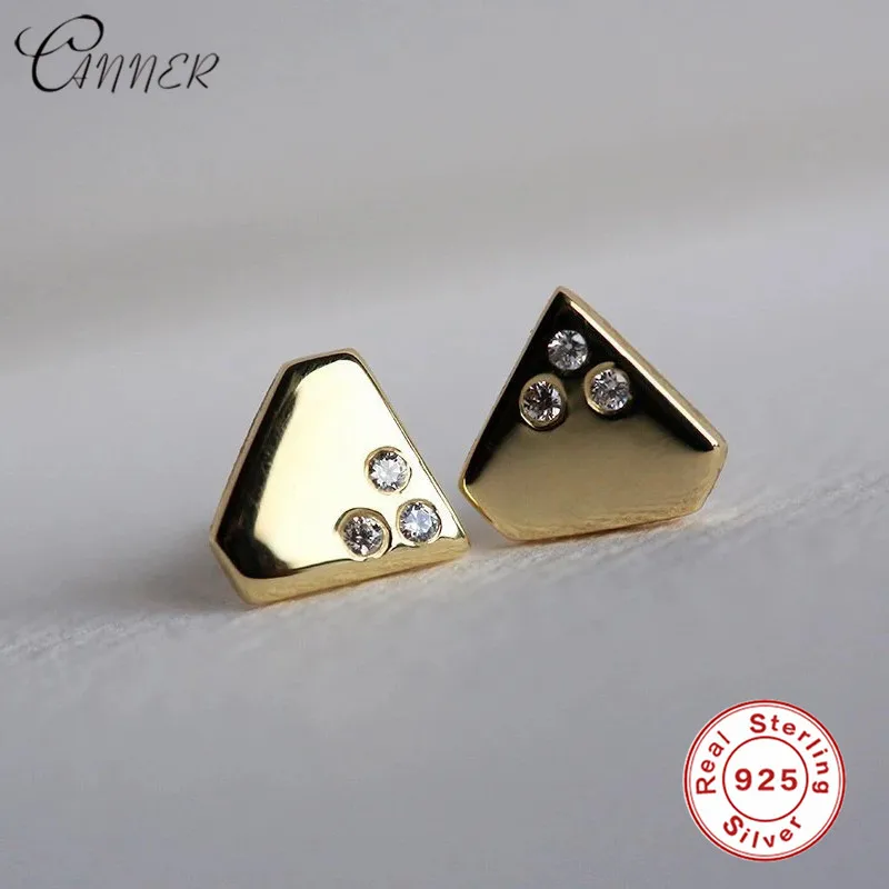 Женские серьги-гвоздики из серебра 925 пробы с золотым крошечным цирконием |