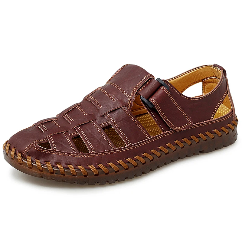 Мужские сандалии из дышащей кожи Повседневная Уличная обувь пляжные босоножки