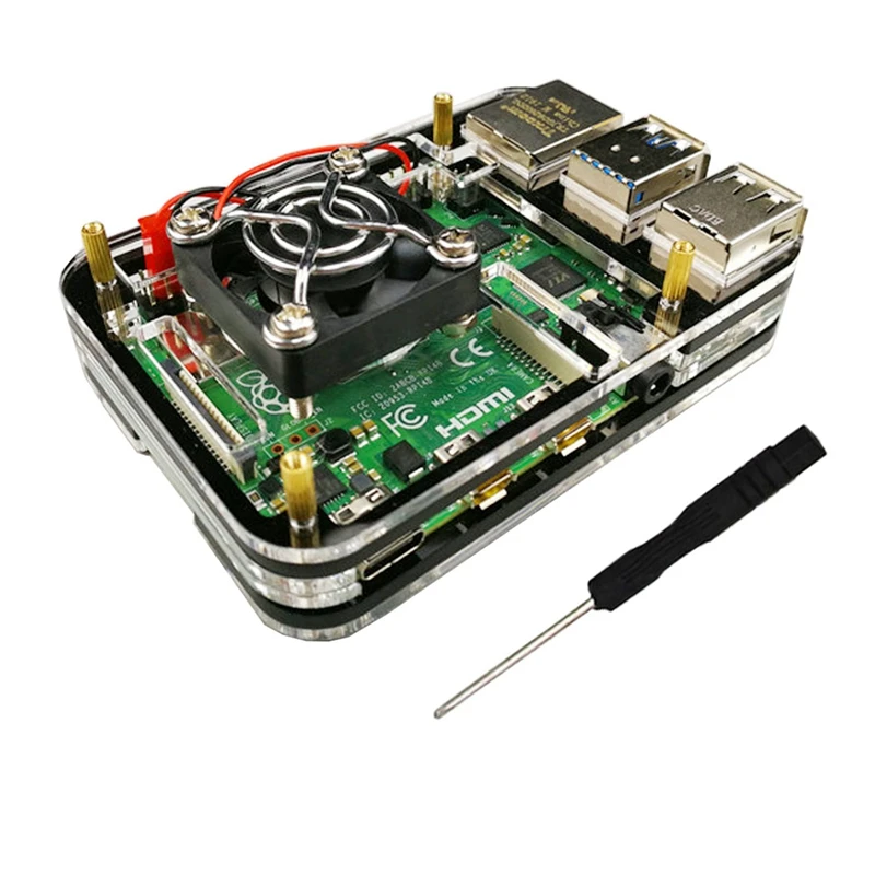 Для Raspberry Pi акриловый чехол с охлаждающим вентилятором для 4 Модель B | Электроника
