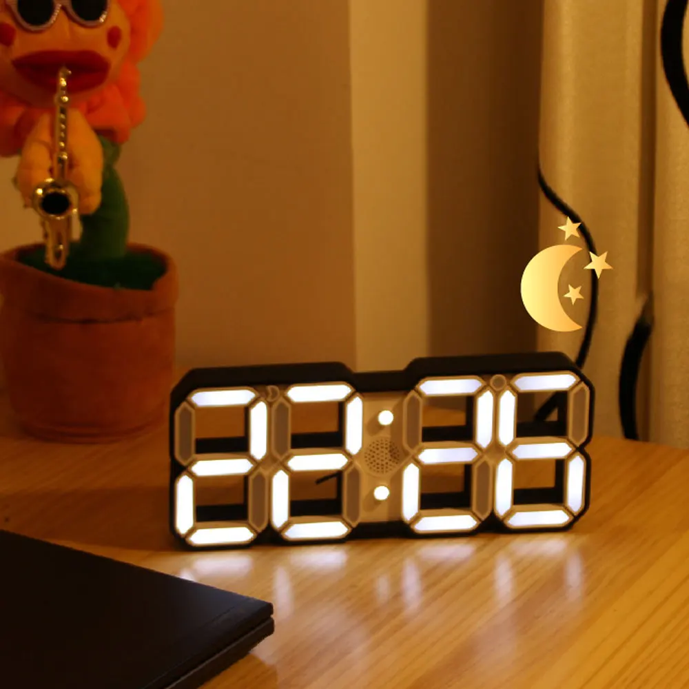 1set 3d led digital alarm clock multi function electronic wall alarm clock 3 adjustable brightness for home office desk free global shipping