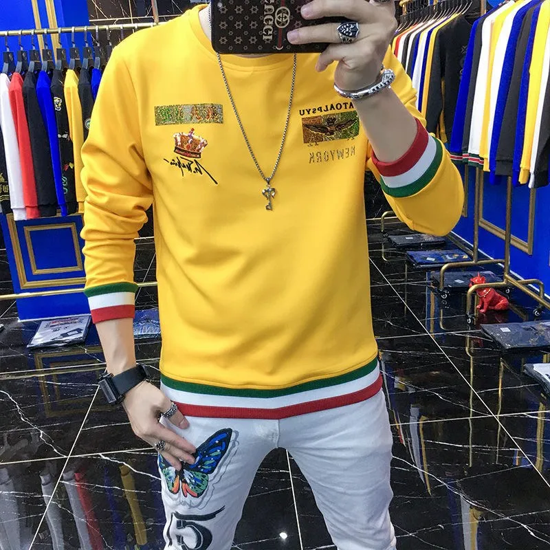 Мужская толстовка с длинным рукавом свитшот круглым вырезом и короной весна