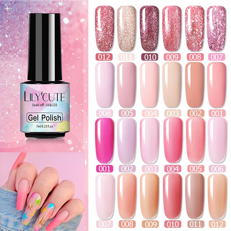 LILYCUTE 7 мл полу Прозрачный Гель лак для ногтей розовое золото телесного цвета Цвет
